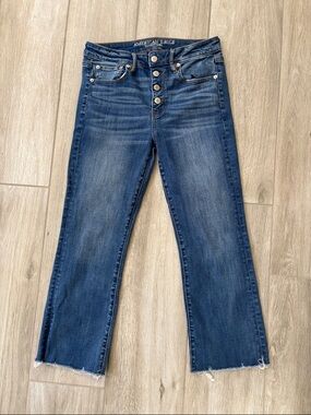 American Eagle Super Stretch Blue Denim Jeans With Pockets Size 8